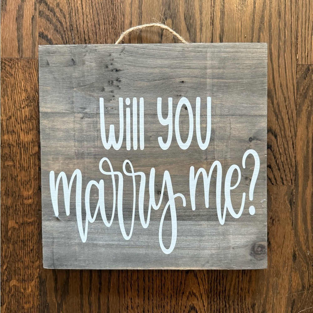Rustic Gray Wall Sign - Will You Marry Me?